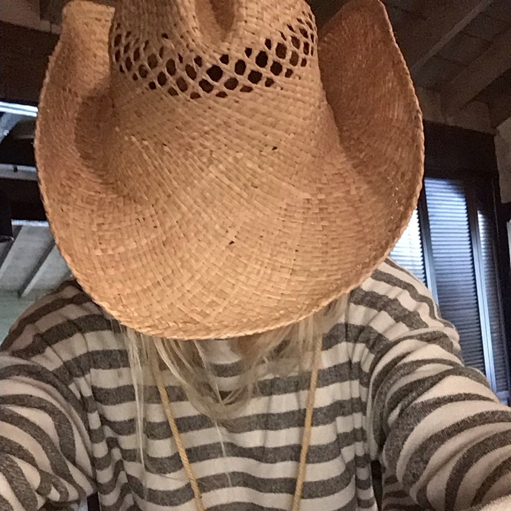 Rare WYETH Straw Cowboy Hat with Chin Strap - Picture 7 of 7